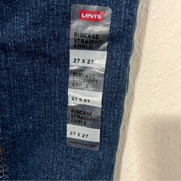 Levi's Women's Ribcage Straight Ankle Seamed Jeans 27x27 Dark Wash Buttonfly NWT - Picture 5 of 13